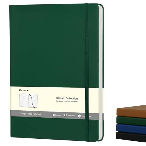 Comix B5 Lined Journal Notebooks, 208 Pages, 6.9 x 9.8 Inches, Dark Green, Hardcover Journaling Notebooks for Men & Women- Fits for Office, Business, School, Notes Taking & Writing - color: Dark Green, size: B5-Lined