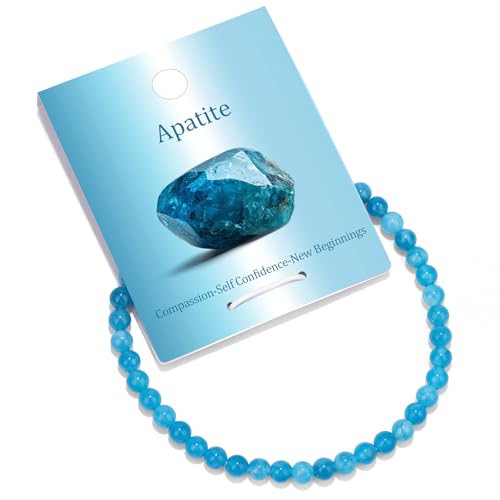 Vinswet 4mm 6mm 8mm Healing Crystal Bracelets for Women Men Natural Stone Beaded Stretch Bracelet Handmade Gemstone Reiki Spiritual Jewelry Gifts - color: Apatite, size: 4mm