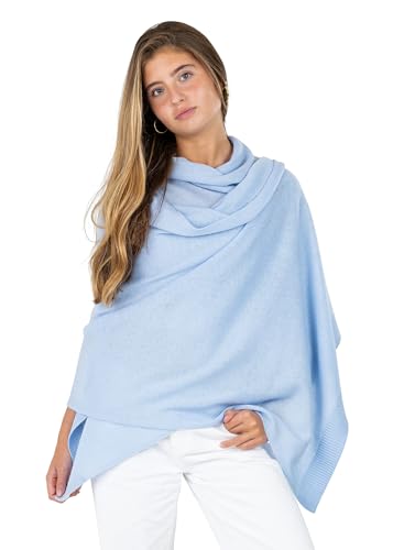 Velanio Cashmere Luxury Knitted Wrap Travel Shawl Scarf, Pashmina Stole, All-Season Scarf for Women Cashmere Wool Blend - color: Aquarium Blue