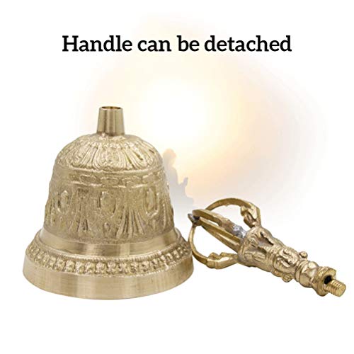 Lseqow Tibetan Hand Bell, Handmade Hand Bell Buddhist Bell Tea Meditation Alarm Prayer Tibetan Bell Dorje Vajra Buddhist Bell