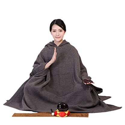 QIEZI Unisex Meditation Hooded Sit-in Cloak - color: Grey, size: X-Large