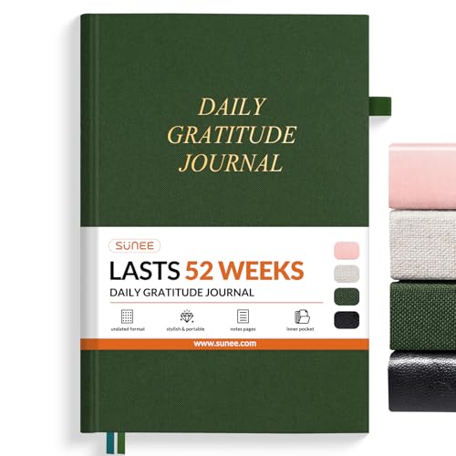SUNEE Daily Gratitude Journal – 52 Weeks Simple 5 Minute Journal for Daily Reflection, Build Positivity and Mindfulness, Undated Minimalist Planner for Women & Men (Deep Green) - color: Deep Green
