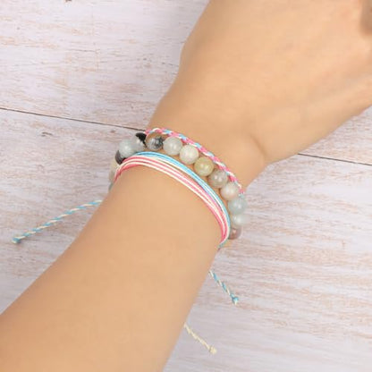 QOGIR Handmade Healing Bracelet,6mm Natural Gem Stone Bracelet rope bracelet - color: Amazonite(Communication and Expression), size: 8mm
