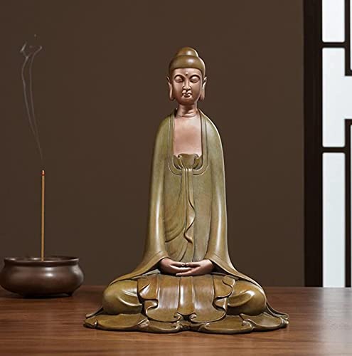 Buddha Meditation Statues Copper Zen Sculpture Figurine Desk Decor Ornaments Crafts Home Living Room Decoration 27.5X20x16cm