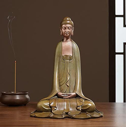 Buddha Meditation Statues Copper Zen Sculpture Figurine Desk Decor Ornaments Crafts Home Living Room Decoration 27.5X20x16cm