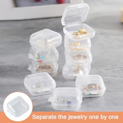 10Pcs Clear Jewelry Storage Cases, Small Fashionable Safe Earring Storage Box Desirable for Travel Jewelry Container