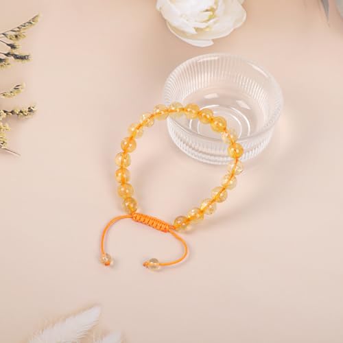 AD Beads Unisex 8mm Gemstone Bracelets Healing Macrame Adjustable 7-9 Inches || wear this healing natural gemstone bracelet help to erase your pain and fear || recover your energy||| - color: Citrine Crystal