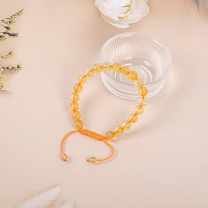 AD Beads Unisex 8mm Gemstone Bracelets Healing Macrame Adjustable 7-9 Inches || wear this healing natural gemstone bracelet help to erase your pain and fear || recover your energy||| - color: Citrine Crystal