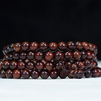 JAJAFOOK 8mm 108 Mala Meditation Beads Tibetan Buddhism Natural Fragrant Mahogany Prayer Beads Round Polished Rosary for Men Women, 8MM - style: 08mm