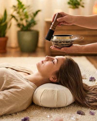 Tibetan Singing Bowls – Hand-Hammered in Nepal, Authentic Meditation Sound Bowls for Yoga, Chakra Healing, Mindfulness & Spiritual Self-Care Gifts for Women - color: Blue(Fish)