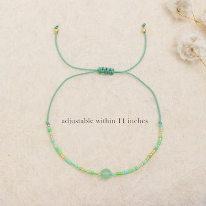 Healing Stone Colorful Beaded Bracelets for Women, Boho Adjustable Handmade Natural Stones Small Beads Friendship Outfit Accessories Jewelry Gift. - color: 0801C