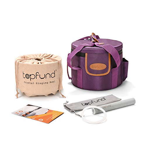 TOPFUND 528 Hz Yellow Solfeggio Crystal Singing Bowl 8 inch with Heavy Duty Carrying Case and Suede Mallet - color: 528Hz Yellow Singing Bowl, size: 8 inch