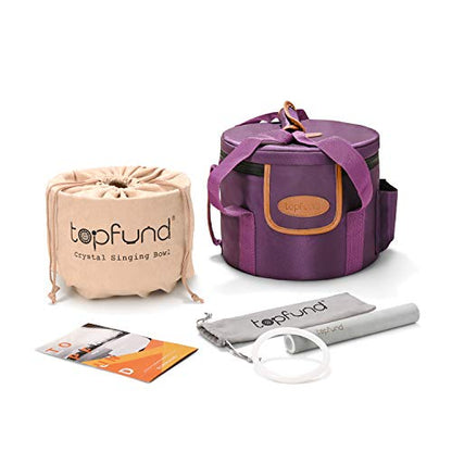 TOPFUND 528 Hz Yellow Solfeggio Crystal Singing Bowl 8 inch with Heavy Duty Carrying Case and Suede Mallet - color: 528Hz Yellow Singing Bowl, size: 8 inch