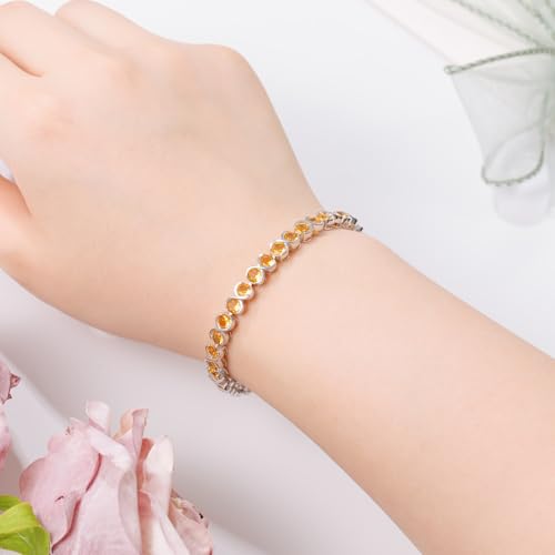 Birthstone Bracelets for Women, Sterling Silver 7 Inch Infinity Tennis Bracelet, Wedding Anniversary Birthday Jewelry Gifts for Women Wife Girlfriend Mom Her - color: 11-Nov-Citrine