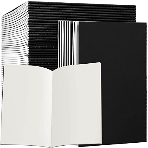 Sabary 72 Pack Kraft Paper Notebook Journals 5.5 Inch x 8.3 Inch A5 Notebook in Bulk Softcover Ruled for Writing Sketch Travel Journal with 60 Pages 30 Sheets(Black,Unlined) - color: Black, style: Unlined