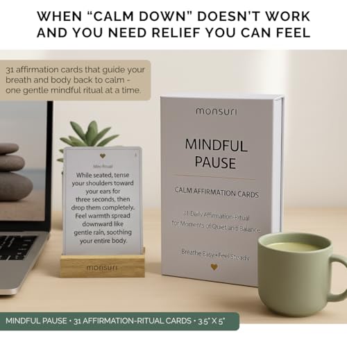 Mindful Affirmation Cards for Calm and Emotional Balance – 31 Calming & Positive Affirmation Cards with Breathing Rituals – Self Care Gifts for Women, Relaxing Items, Thinking of You Gifts for Friends - style: Mindful Affirmation Cards