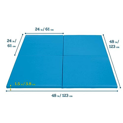 ECR4Kids SoftZone Play Patch Activity Mat Squares, Modular Playmat, French Blue, 4-Pack - color: French Blue