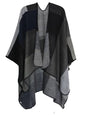 MissShorthair Women's Printed Shawl Wrap Fashionable Open Front Poncho Cape, Gift for Women - color: A-black Grey