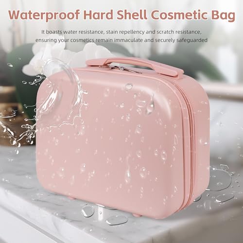 Portable Makeup Case 14inch Cosmetic Case Travel Toiletry Hand Luggage Carrying Case - color: PINK