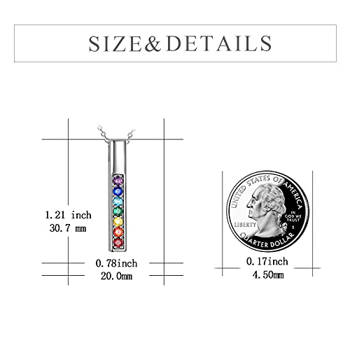 POPLYKE Chakra Necklace for Women 925 Sterling Silver Bar/Inifinity/Cross Necklace Mother Day Jewelry Gift for Women - style: Bar necklace