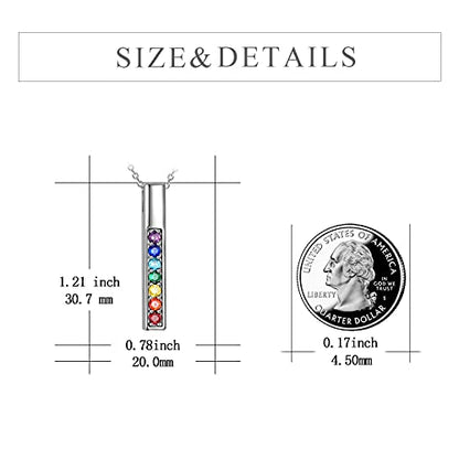 POPLYKE Chakra Necklace for Women 925 Sterling Silver Bar/Inifinity/Cross Necklace Mother Day Jewelry Gift for Women - style: Bar necklace