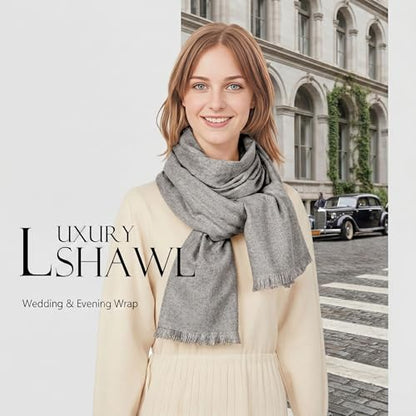 Shawl Wraps for Women Pashmina Shawls and Wraps for Evening Dresses Large Soft Scarf Winter Scarf Wedding Shawl… - color: Light Grey