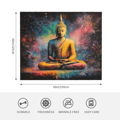 Meditating Monk Portrait Blanket,Double-Sided Fleece With Zen Artwork,Hypoallergenic & Lightweight,Perfect For Yoga Practitioners,Spiritual Gift,Suitable For Beds,Sofas And Offices 50X60 Inch