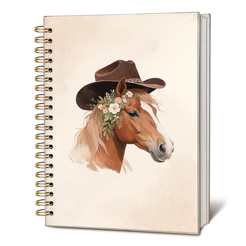 Western Horse Floral Spiral Notebook Journal, Cowgirl Horse Flower Journal for Writing, Horses Lovers Gifts for Women, Western School Office Supplies, 5.5x8.3 Inch - color: 01-vintage Horse