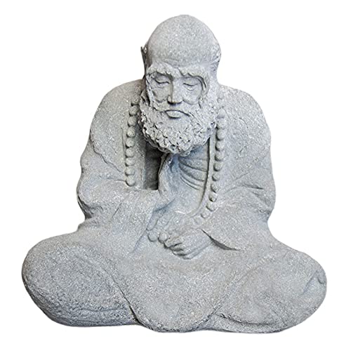 AETVRNI Buddha Statue Figure Sitting,Bodhidharma Buddha Statues Meditation Zen Decoration Sculpture Decor Living Room Garden Office Terrace Porch,Inside or Outer,Made of Sandstone (Gray),Small - size: Klein
