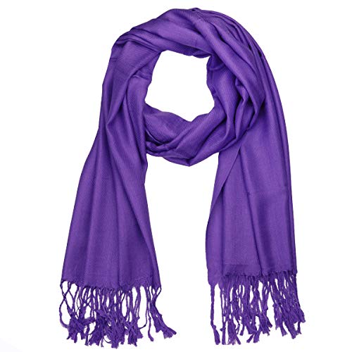 Falari Women's Soft Solid Color Pashmina Shawl Wrap Scarf, for Wedding, Bridesmaid Gifts, Evening Dress - color: Eggplant Purple