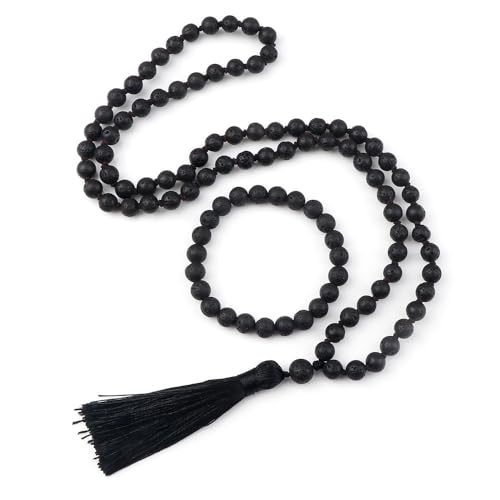 Turquoise Heart Chakra Mala Necklace, Meditation Energized Handmade 108 Buddhist Prayer Beads,Reiki Spiritual Healing Energy Necklace,Unconditional Love Abundance Forgiveness Trust Compassion Child birth,Monther's Day BirthdayGift for Women - color: Black