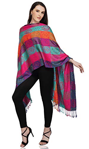 OMA OM Yoga Prayer Meditation Shawl Wrap Scarf Double Weave - LG SIZE BRAND - color: Multicolor