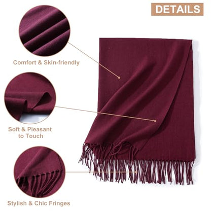 Sumolux Scarf for Women Pashmina Shawls Wraps for Evening Dresses Wedding Bridesmaid Gifts Winter Warm Soft Scarves - color: Crimson