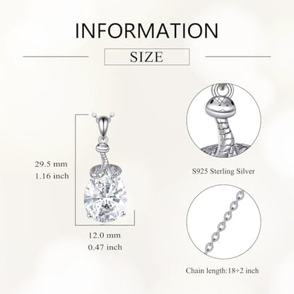 Animal Necklace 925 Sterling Silver Pendant Jewelry Gift for Women Animal Lover - style: Snake