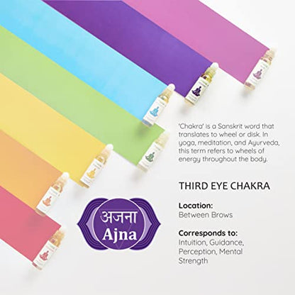 Third Eye Chakra Essential Oil Roll-On Blend by Aromafume | 10ml/0.33 fl oz | Ajna | Aromatherapy Oils for Chakra Balance | Rose & Juniper Extracts | Amethyst Incense for Meditation, Yoga, Reiki