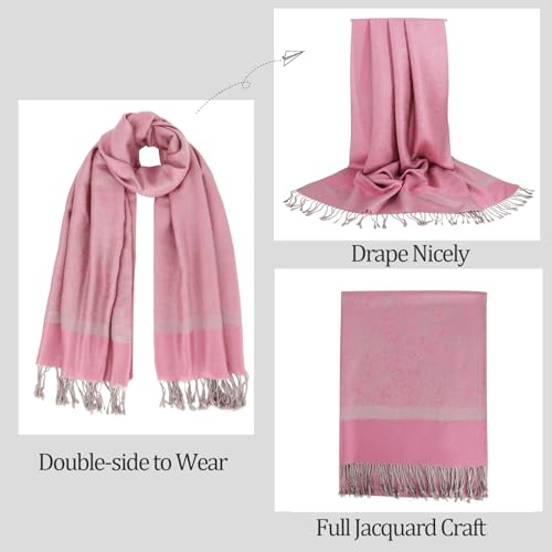 Silky Paisley Pashmina Shawl Scarf-Women's Soft Double-side Jacquard Pashminas Wrap for Evening Dress Travel Shawl - color: A-rubber Red