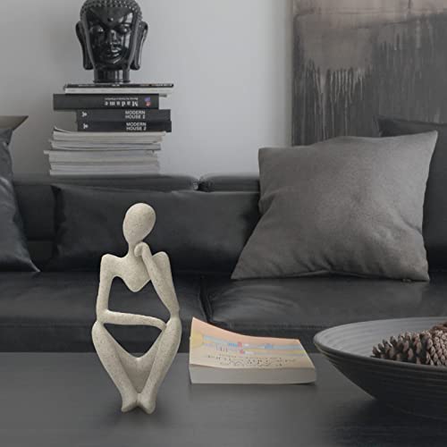 prosfalt Sandstone Resin Thinker Style Abstract Sculpture Statue Collectible Figurines Home Office Bookshelf Desktop Decor(Sandstone - Right Reverie) - color: Sandstone - Right Reverie