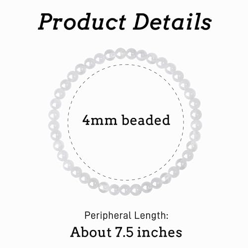 MAIBAOTA Healing Crystal Bracelet for Women Men, 8/4 mm Natural Stone Beaded Bracelets, Jewelry Birthday Gifts, Round Gemstones Stretch Bracelets - color: White-Clear Quartz, size: 4 mm