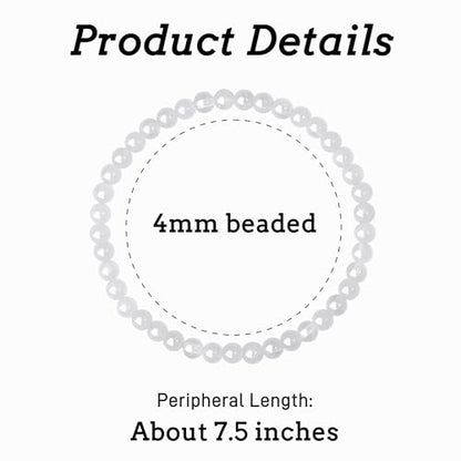 MAIBAOTA Healing Crystal Bracelet for Women Men, 8/4 mm Natural Stone Beaded Bracelets, Jewelry Birthday Gifts, Round Gemstones Stretch Bracelets - color: White-Clear Quartz, size: 4 mm