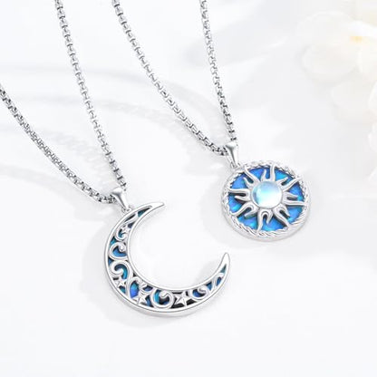 Yin Yang Necklaces for Women Men 925 Sterling Silver Pendant Necklace Yin Yang Jewelry for Women Men Couples - style: Sun Moon #4