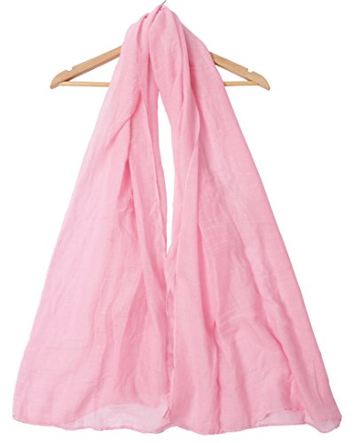 Women's Cotton Scarves Lady Light Soft Fashion Solid Scarf Wrap Shawl - color: Pink