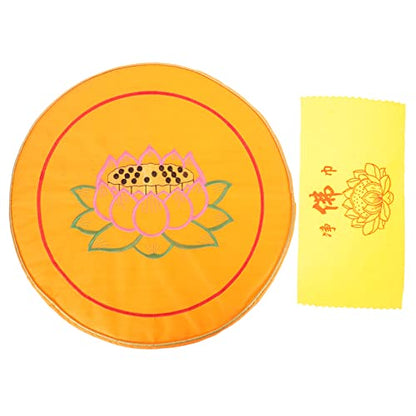 DECHOUS Cushion Set Lotus Print Round Pillow for Floor Seating Buckwheat Hull Filling Comfortable Mat for Buddhist Practices and