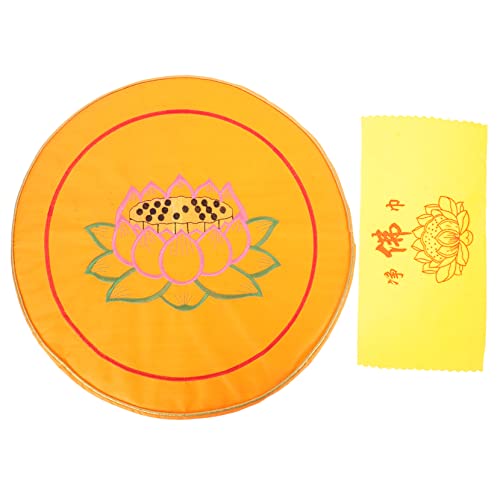 DECHOUS Cushion Set Lotus Print Round Pillow for Floor Seating Buckwheat Hull Filling Comfortable Mat for Buddhist Practices and