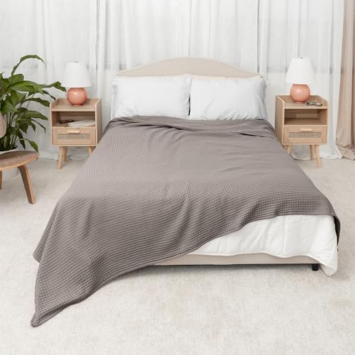 Comfy Cubs 100% Cotton Waffle Weave Throw Blanket Breathable Skin-Friendly Soft Lightweight Blankets - Perfect Warm Textured Blanket Layer - Size for Couch Bed & Sofa (Charcoal, 50" X 60") - color: Charcoal, size: 50" X 60"