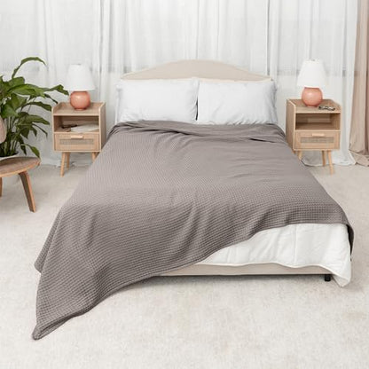 Comfy Cubs 100% Cotton Waffle Weave Throw Blanket Breathable Skin-Friendly Soft Lightweight Blankets - Perfect Warm Textured Blanket Layer - Size for Couch Bed & Sofa (Charcoal, 50" X 60") - color: Charcoal, size: 50" X 60"