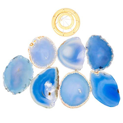 rockcloud Agate Slices Geode Wind Chime Home Garden Decoration Figurine, 28-33 inches - color: Dark Blue