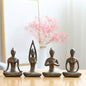 OwMell Lot of 4 Meditation Yoga Pose Statue Figurine Ceramic Yoga Figure Set Decor - Patina Gold - color: Patina Gold