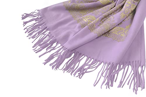 Urban CoCo Women's Embroidered Oversize Tassel Shawl Scarf Wraps for Women - color: #2-lavender