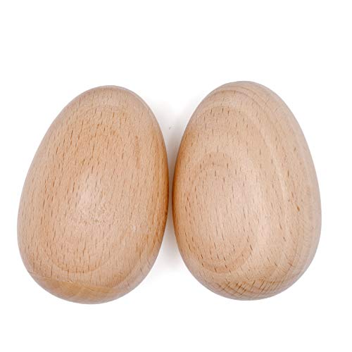 4 Pcs Musical Hand Percussion Instrument Set, Includes 1 Pair 8 Inch Rhythm Sticks Wood Claves and 1 Pair Wood Egg Shakers for Kids