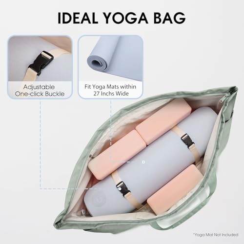 Large Yoga Mat Bag with Shoes Compartment and Wet Pocket Ladies Pilates Gym Tote Bag with Yoga Mat Holder Strap for Women Men Workout Carrier Stuff Accessories - color: Green
